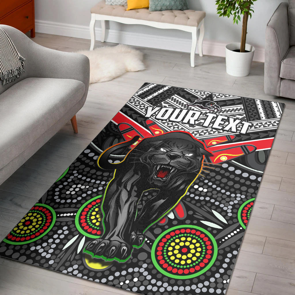 (Custom Personalised) Panthers Rugby Area Rug Aboriginal and Polynesia Penrith The Riff - Vibe Hoodie Shop