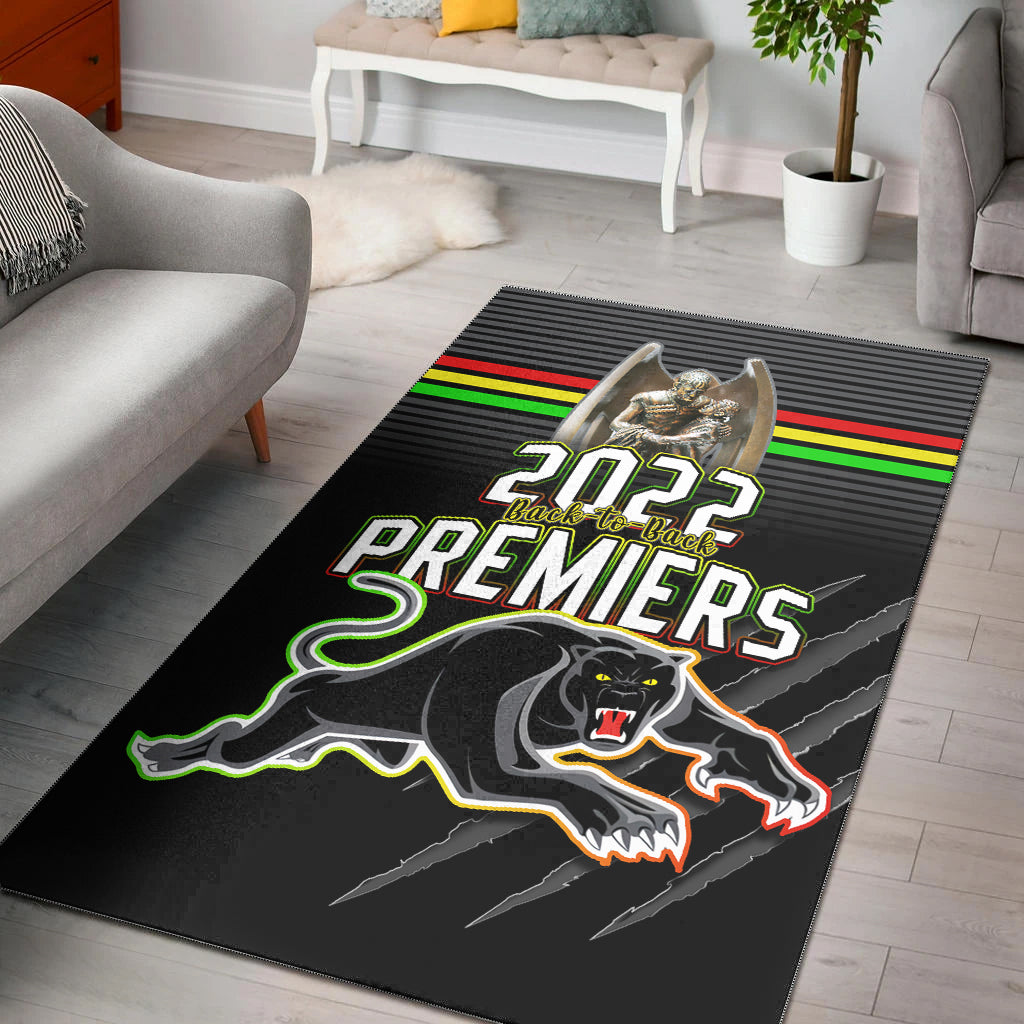 Panthers Proud Area Rug Back to Back Premiers 2022 Version 01 Black - Vibe Hoodie Shop