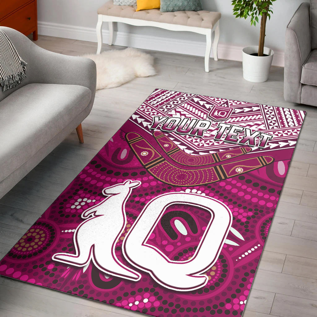 (Custom Personalised) QLD Maroons Area Rug Aboriginal and Polynesia Admirable - Vibe Hoodie Shop