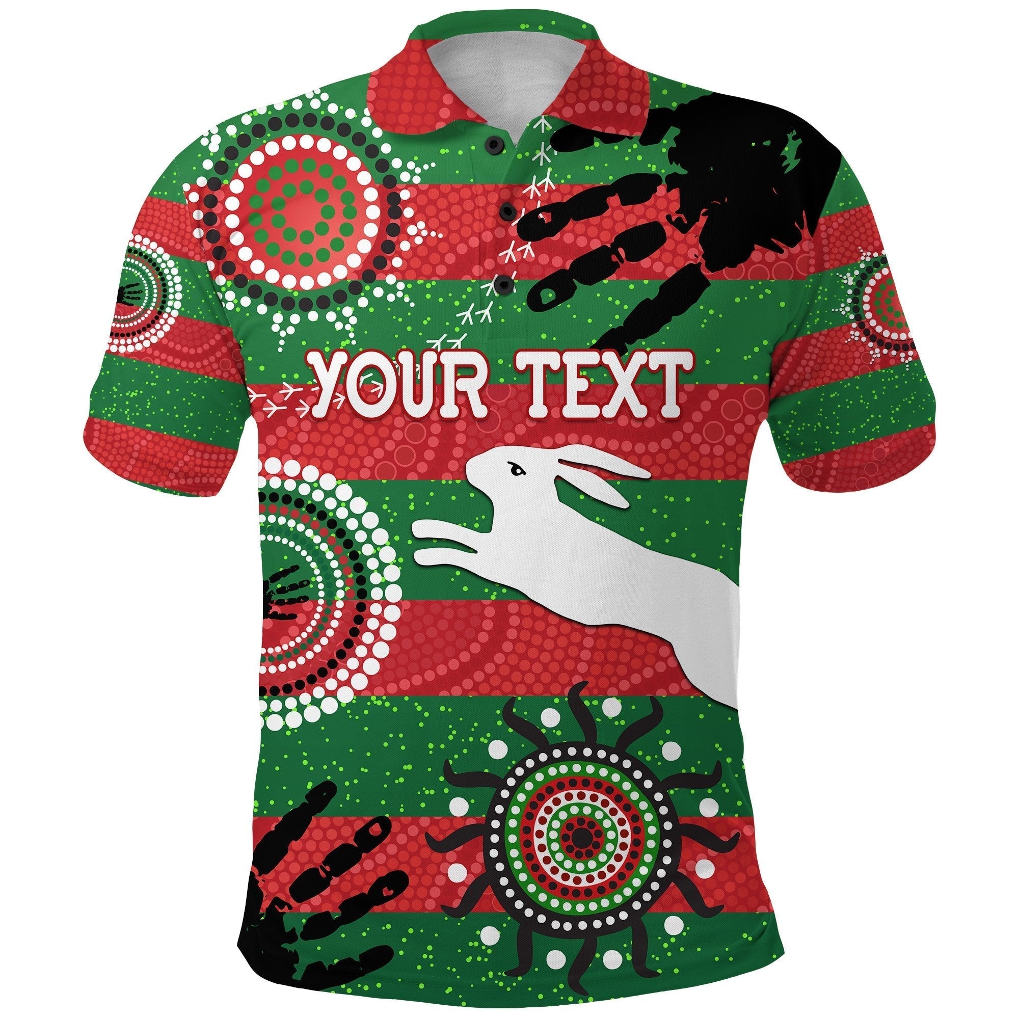(Custom Personalised) South Sydney Rabbitohs Indigenous Polo Shirt Country Style No.1 - Vibe Hoodie Shop