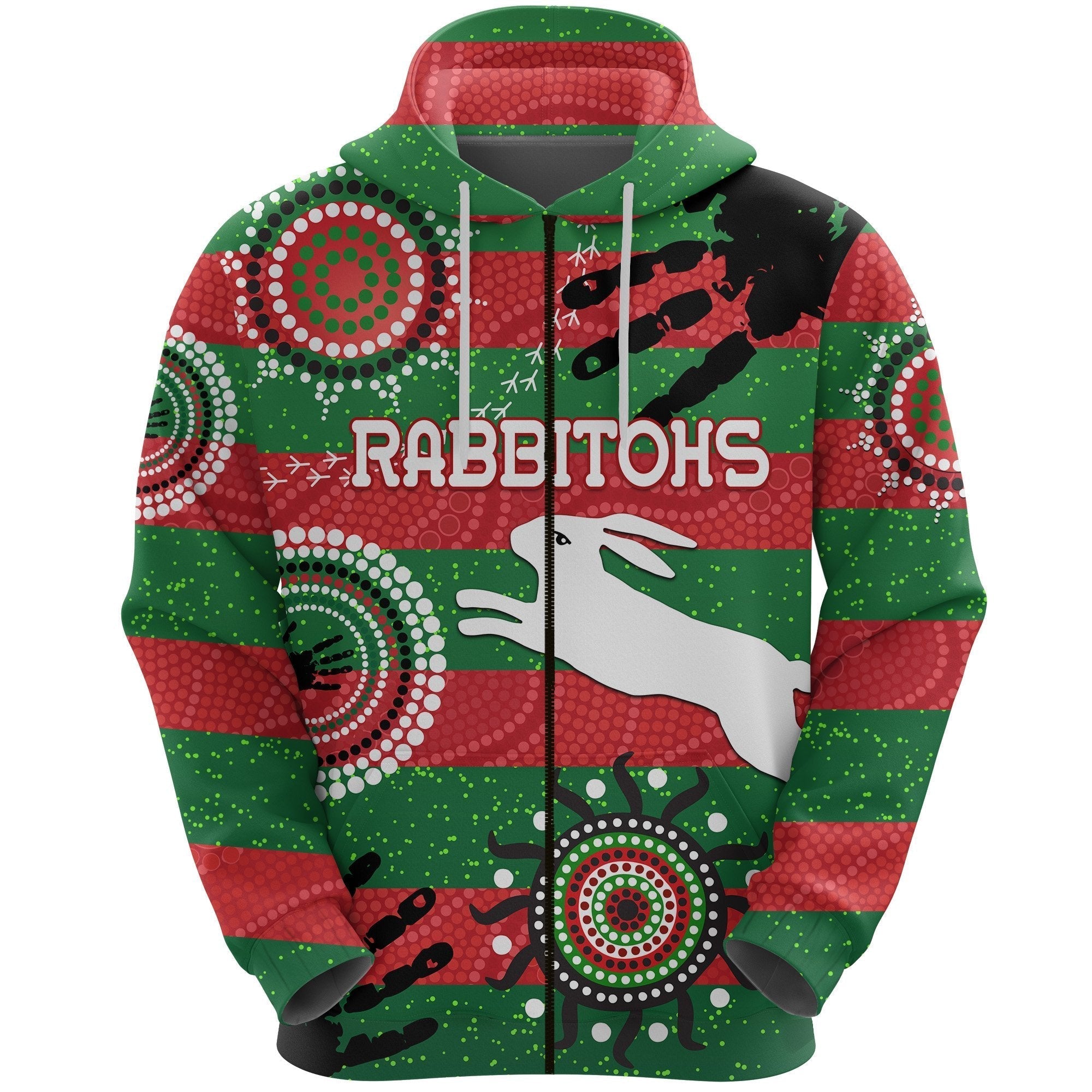South Sydney Rabbitohs Indigenous Zip Hoodie Country Style No.1 - Vibe Hoodie Shop