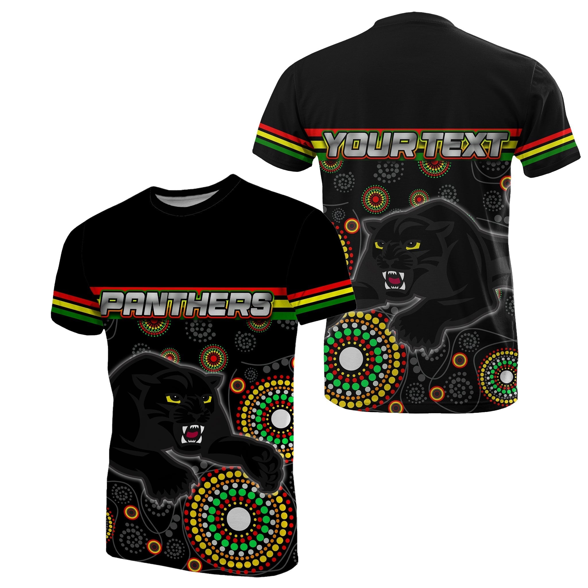 (Custom Personalised) Panthers T shirt Aboriginal Patterns - Vibe Hoodie Shop