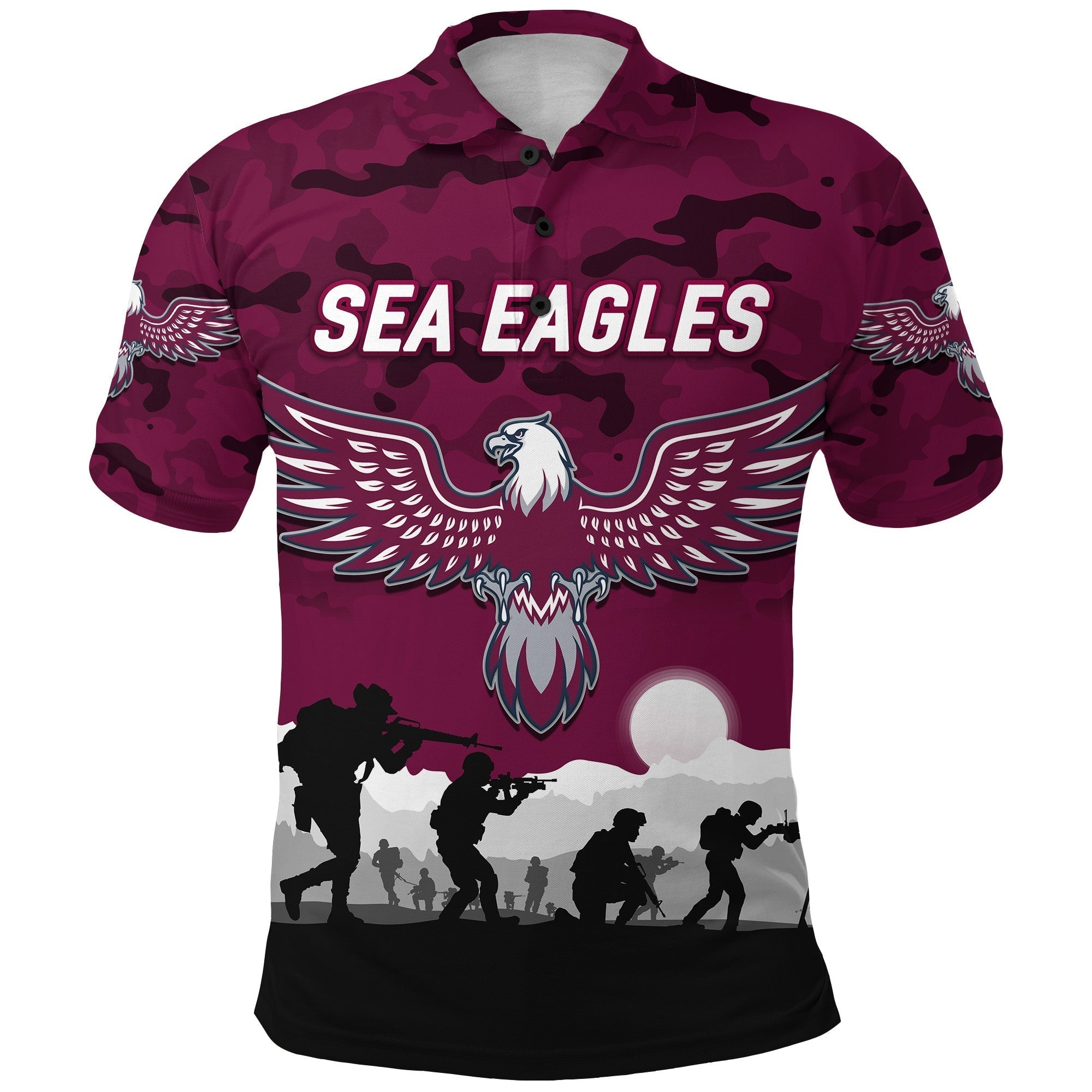 (Custom Personalised) Manly Warringah Sea Eagles ANZAC 2022 Polo Shirt Simple Style - Vibe Hoodie Shop