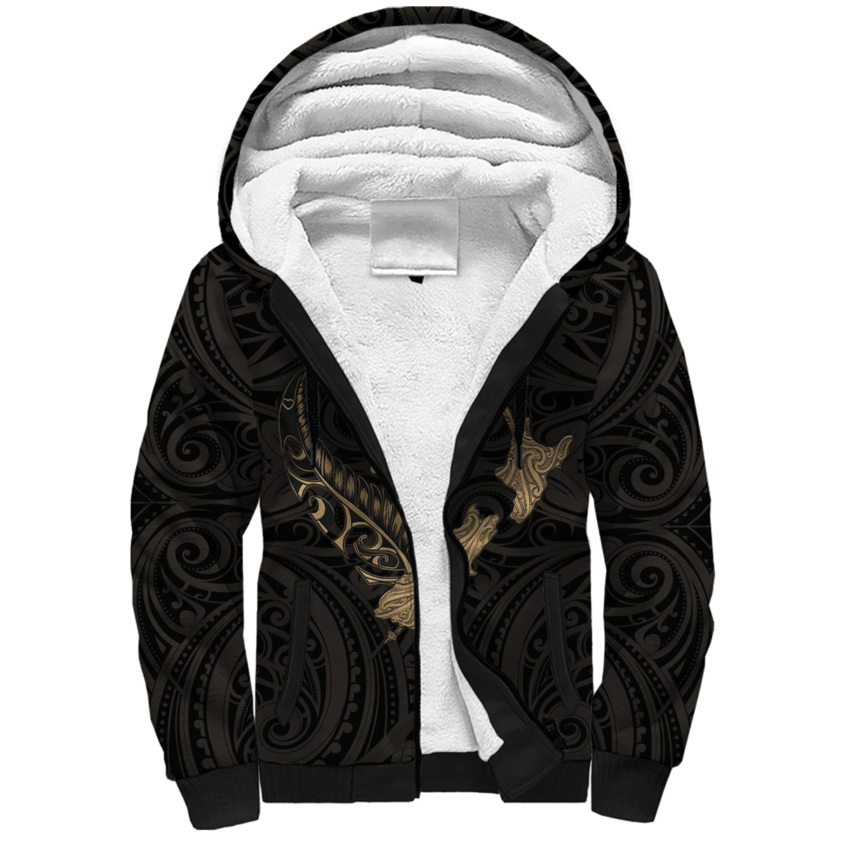 New Zealand Heart Sherpa Hoodie Map Kiwi Mix Silver Fern Gold RLT9 - Vibe Hoodie Shop