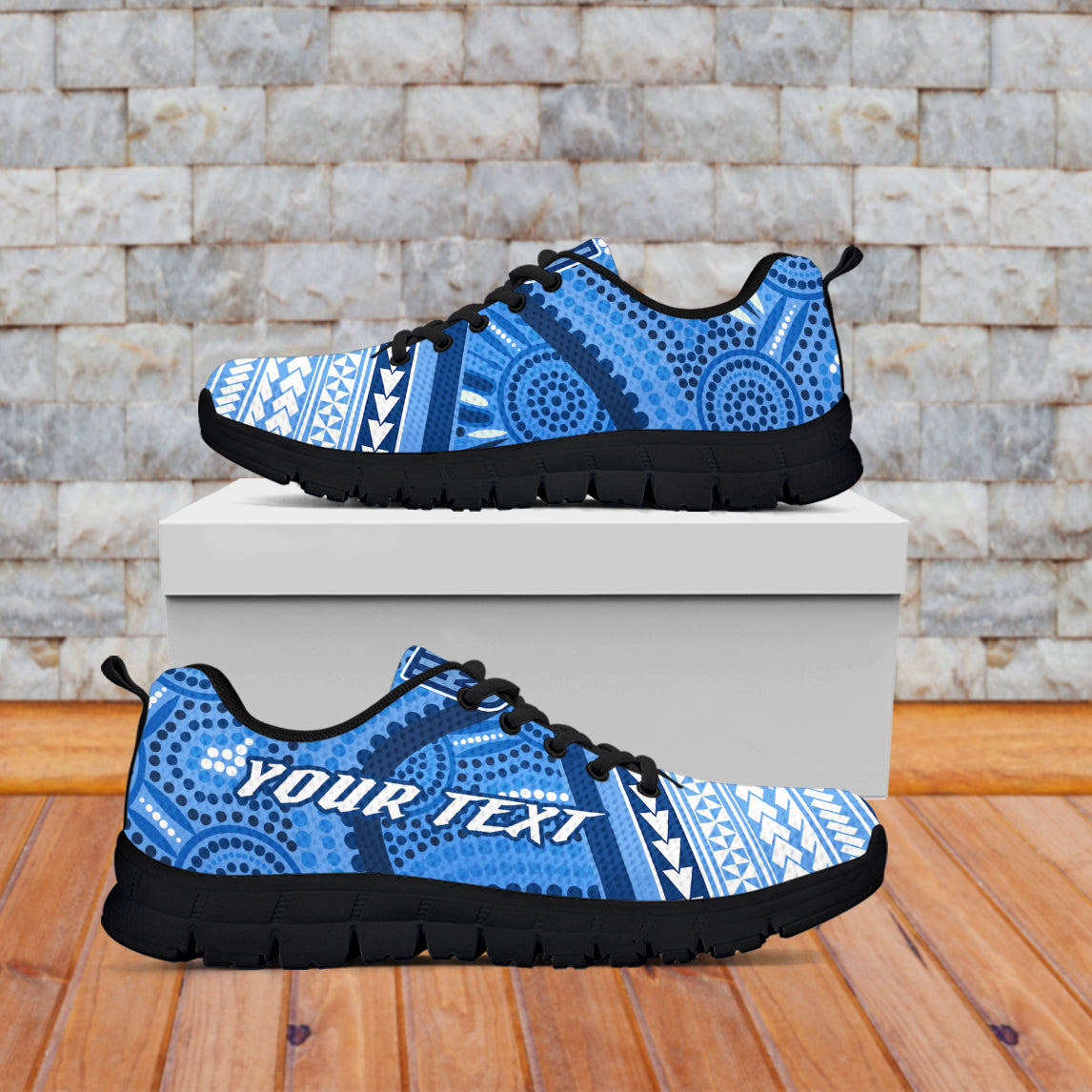 (Custom Personalised) NSW Blues Sneakers Aboriginal and Polynesia Admirable - Vibe Hoodie Shop