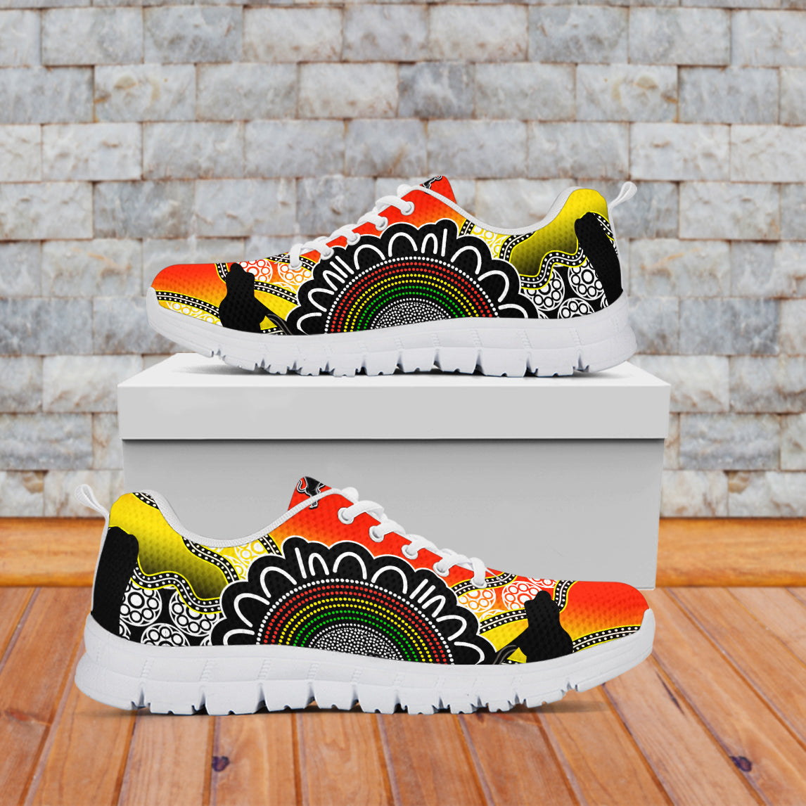 (Custom Personalised) Panthers Sneakers Go The Mighty Penrith Aboriginal - Vibe Hoodie Shop