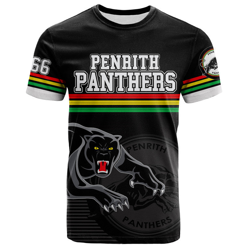 (Custom Personalised) Penrith Panthers Retro 1966 T Shirt Black - Vibe Hoodie Shop