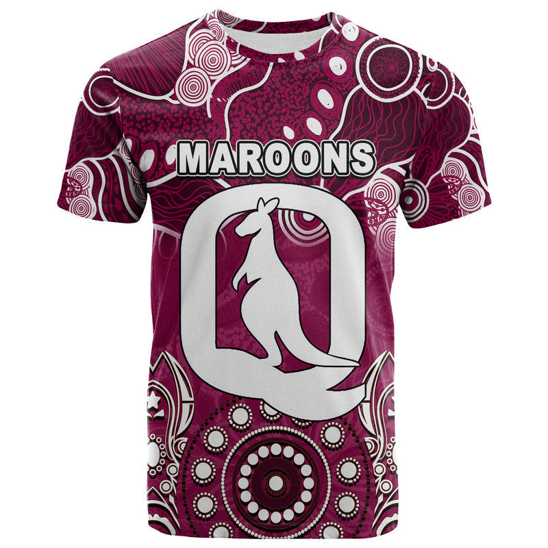 (Custom Personalised) Queensland Maroons T Shirt Aboriginal - Vibe Hoodie Shop