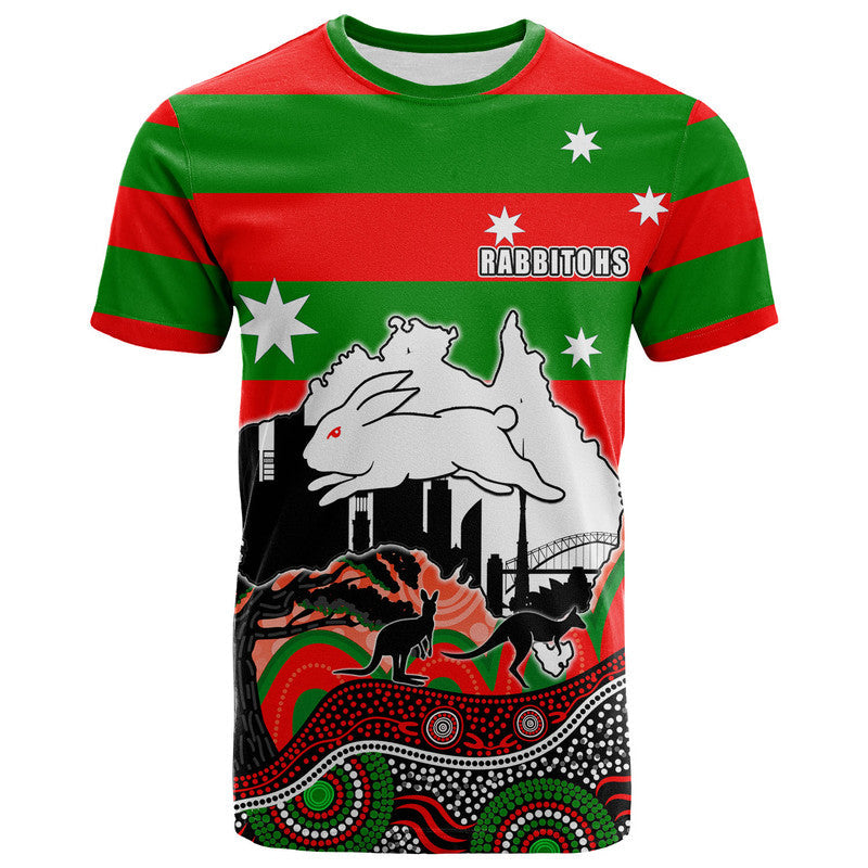 (Custom Personalised) Rabbitohs Rugby T Shirt Australia Day Style - Vibe Hoodie Shop