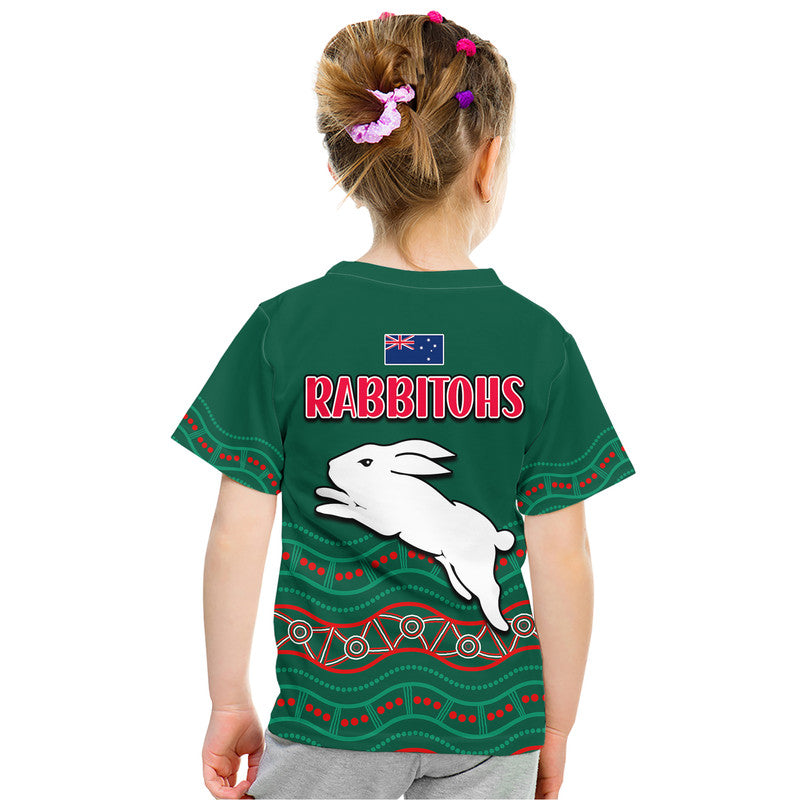 Rabbitohs Australia Day T Shirt Flag Map and Aboriginal Wave LT9 - Vibe Hoodie Shop