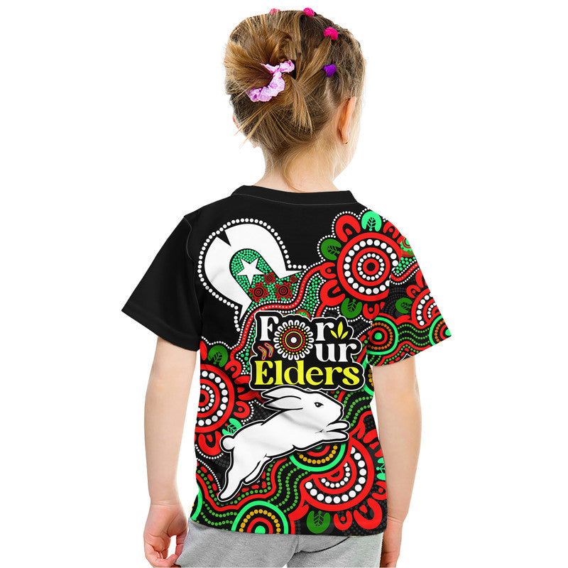 Rabbitohs Rugby Kid T Shirt NAIDOC Torres Strait For Our Elders - Vibe Hoodie Shop