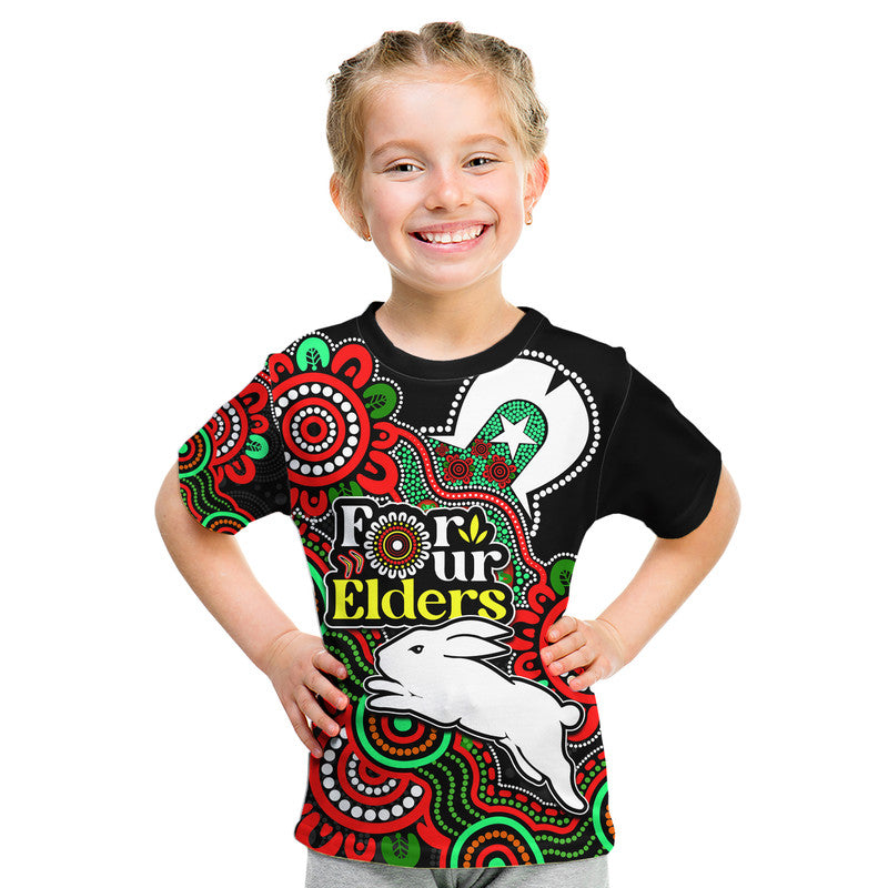 (Custom Personalised) Rabbitohs Rugby Kid T Shirt NAIDOC Torres Strait For Our Elders - Vibe Hoodie Shop