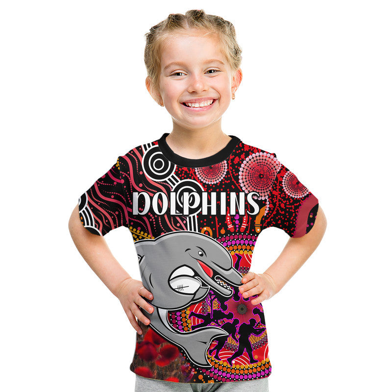 custom-personalised-dolphins-rugby-anzac-kid-t-shirt-aboriginal-military-and-poppy-flowers