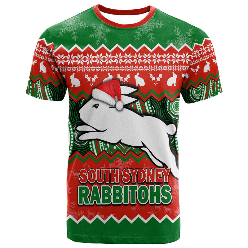 (Custom Personalised) South Sydney Rabbitohs Aboriginal Christmas Vibe T Shirt LT9 - Vibe Hoodie Shop