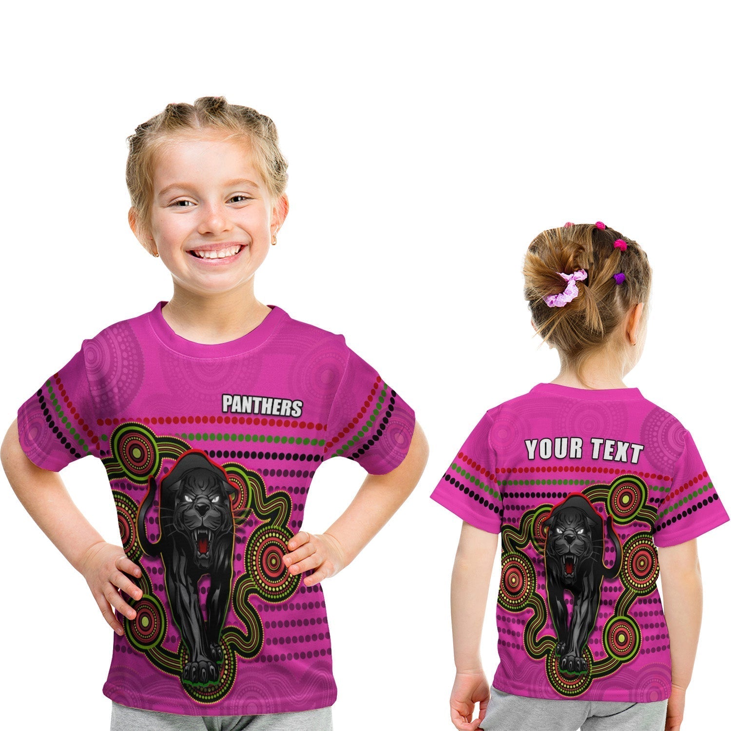 (Custom Personalised) Panthers Indigenous T shirt KID Version Pink Alternate - Vibe Hoodie Shop