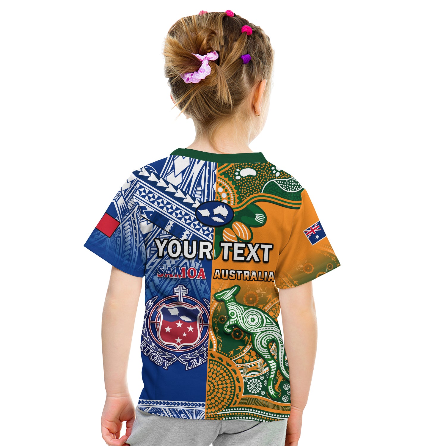 (Custom Personalised) Australia Wallabies And Toa Samoa Rugby T Shirt KID Aboriginal Mix Polynesian - Vibe Hoodie Shop