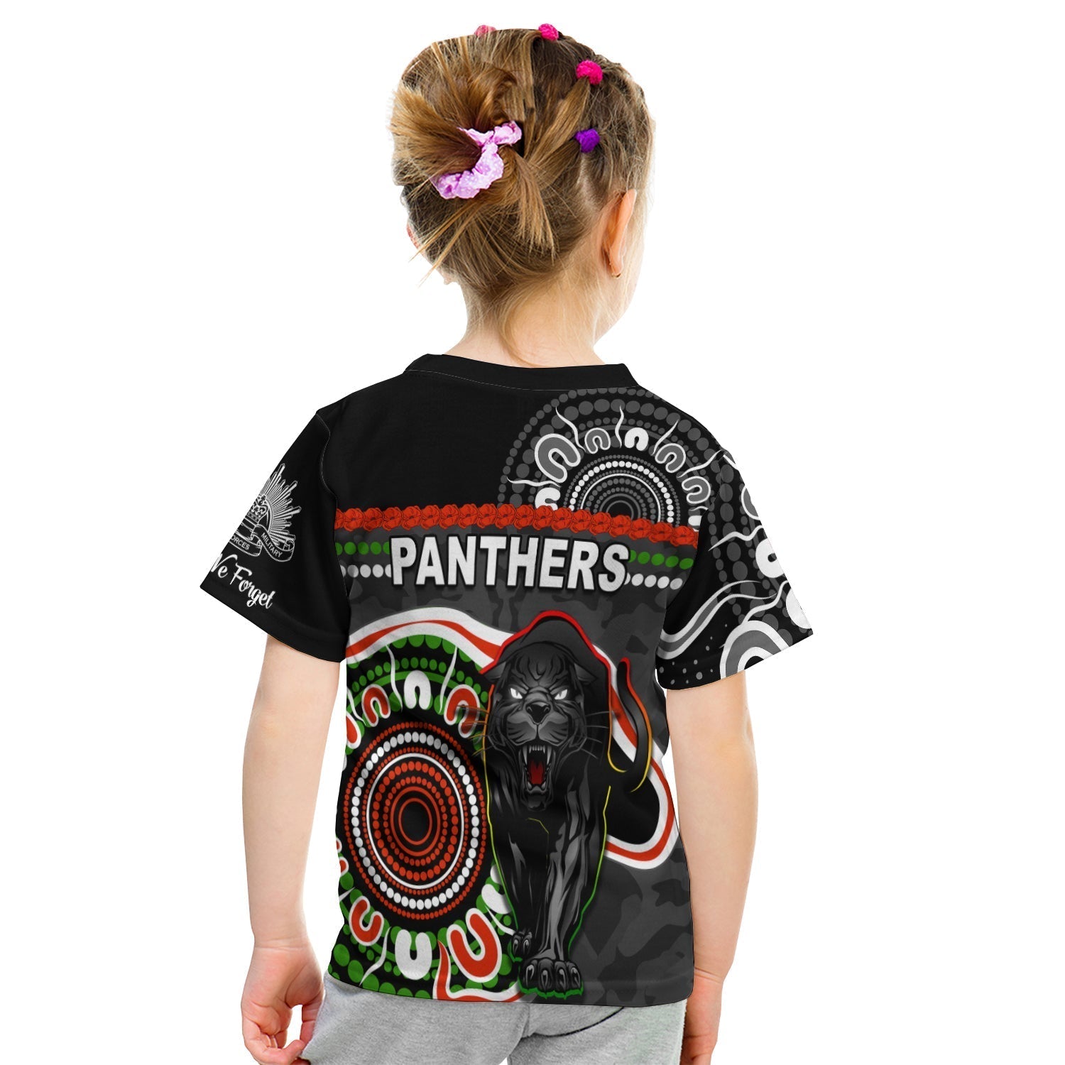 Panthers ANZAC Day T shirt KID Aboriginal Lest We Forget Ver.01 - Vibe Hoodie Shop