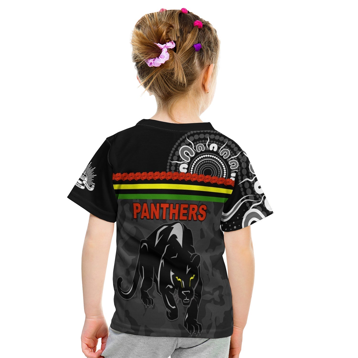 Panthers ANZAC Day T shirt KID Aboriginal Lest We Forget Ver.02 - Vibe Hoodie Shop