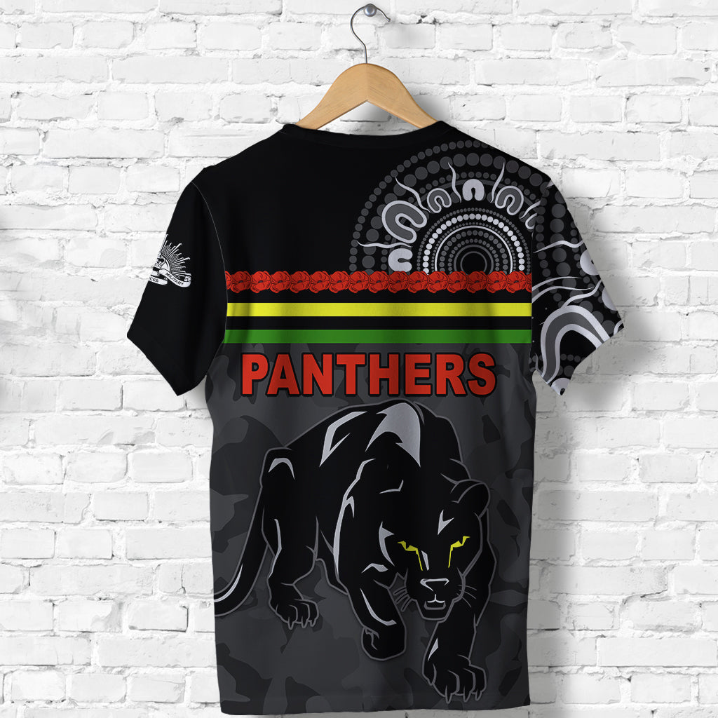 Panthers ANZAC Day T shirt Aboriginal Lest We Forget Ver.02 - Vibe Hoodie Shop