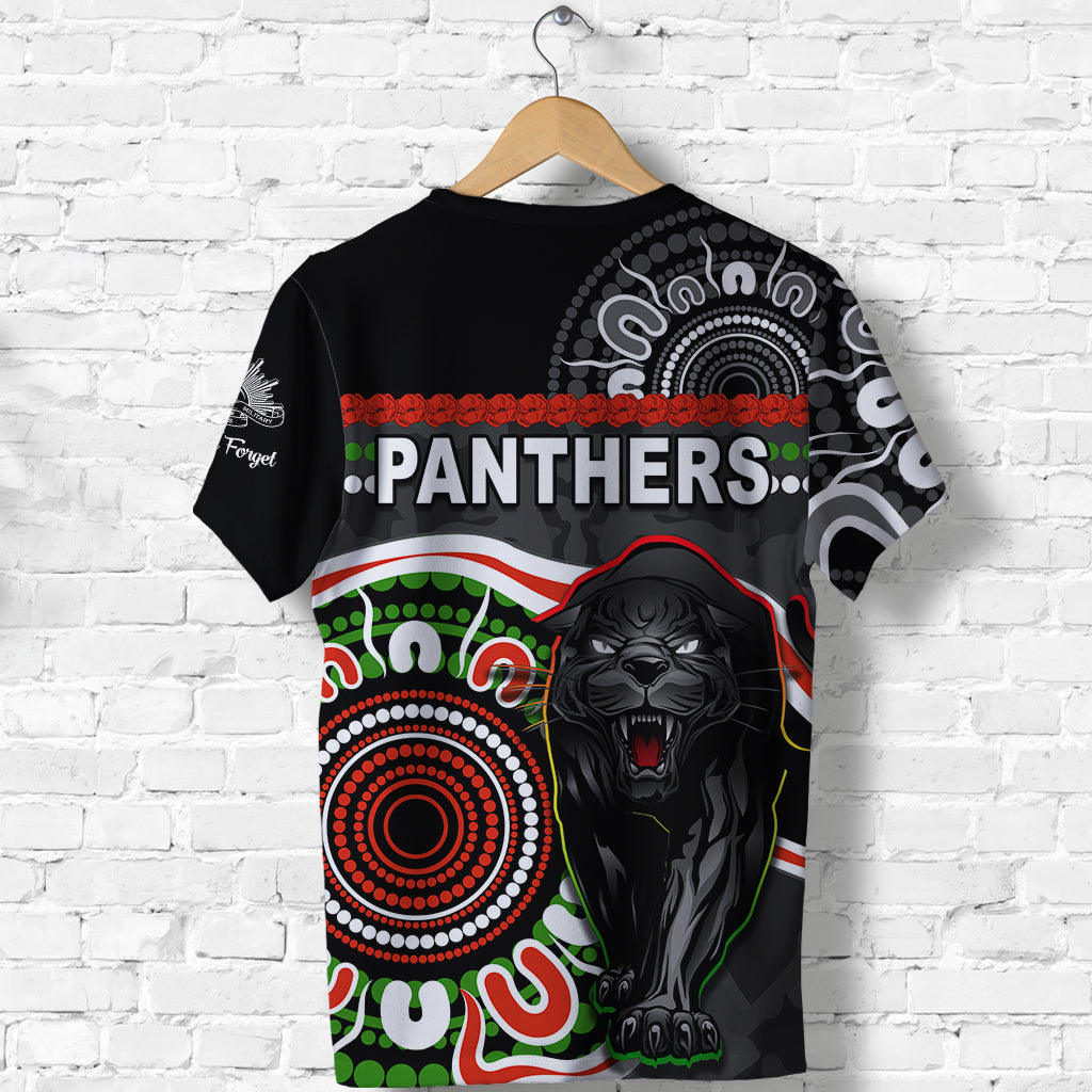 (Custom Personalised) Panthers ANZAC Day T shirt Aboriginal Lest We Forget Ver.01 - Vibe Hoodie Shop