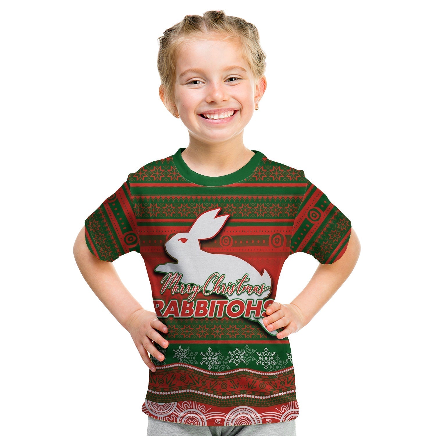 South Sydney Rabbitohs T shirt KID Christmas Mix Aboriginal No.2 - Vibe Hoodie Shop