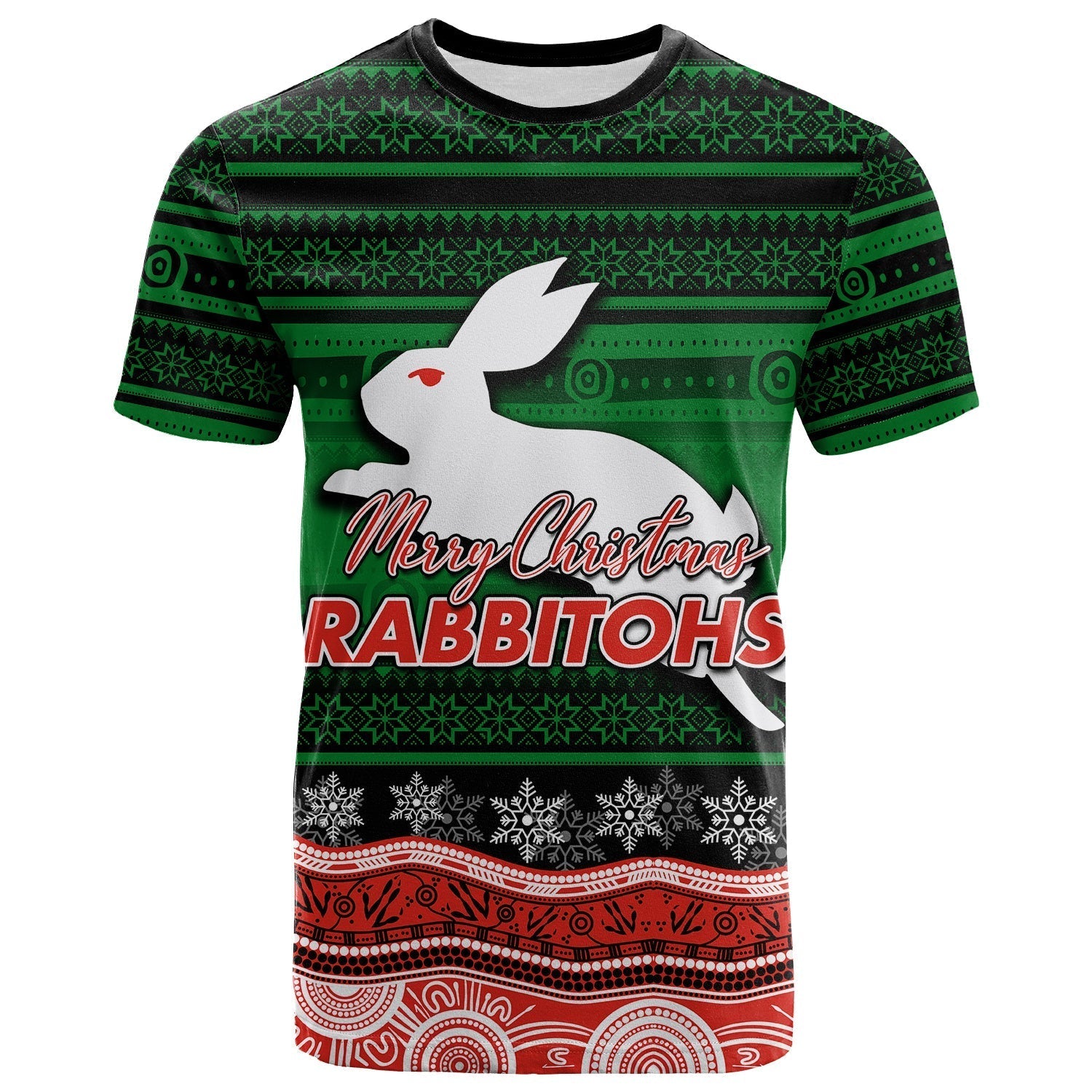 South Sydney Rabbitohs T shirt Christmas Mix Aboriginal No.1 - Vibe Hoodie Shop