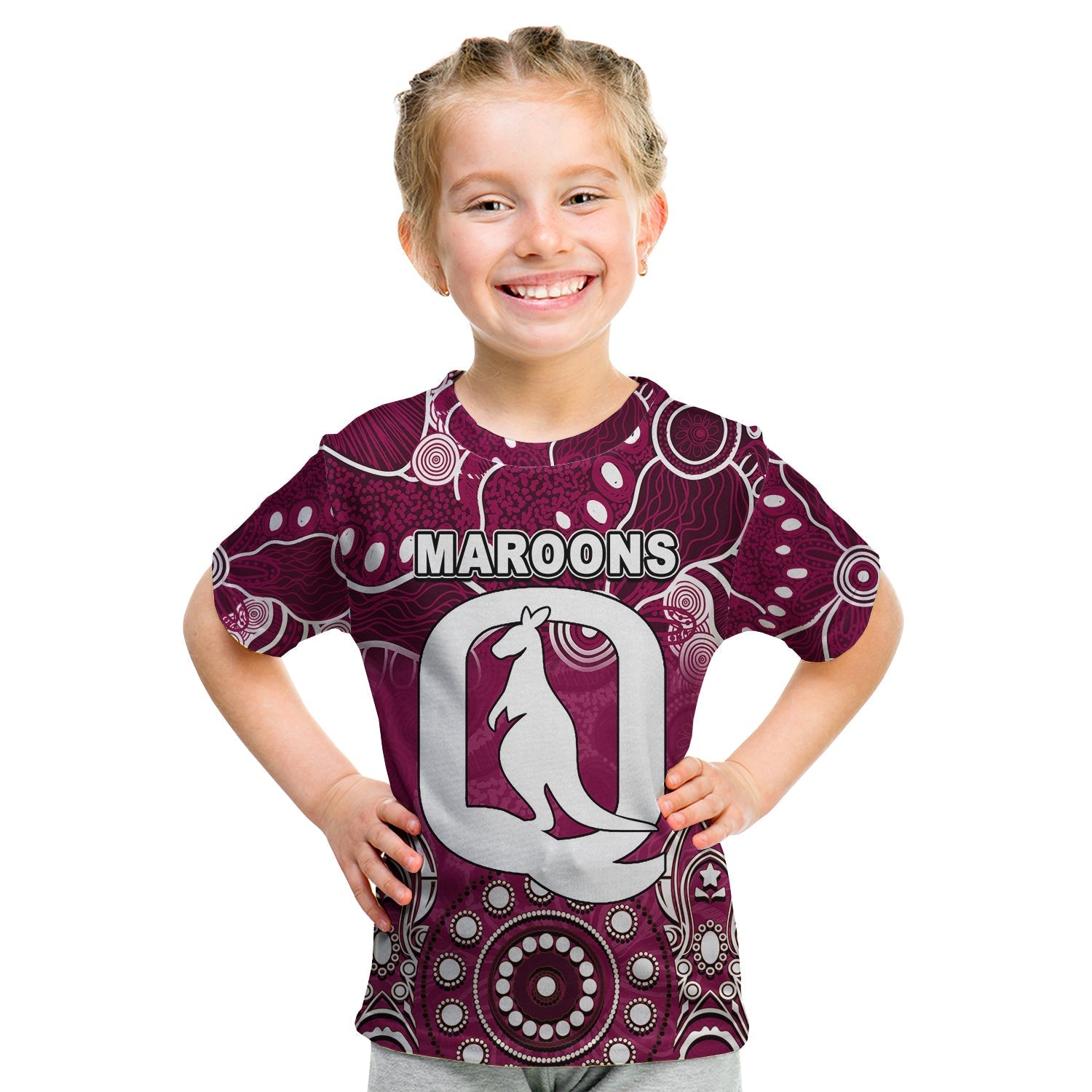 (Custom Personalised) Queensland Maroons T Shirt KID Aboriginal - Vibe Hoodie Shop
