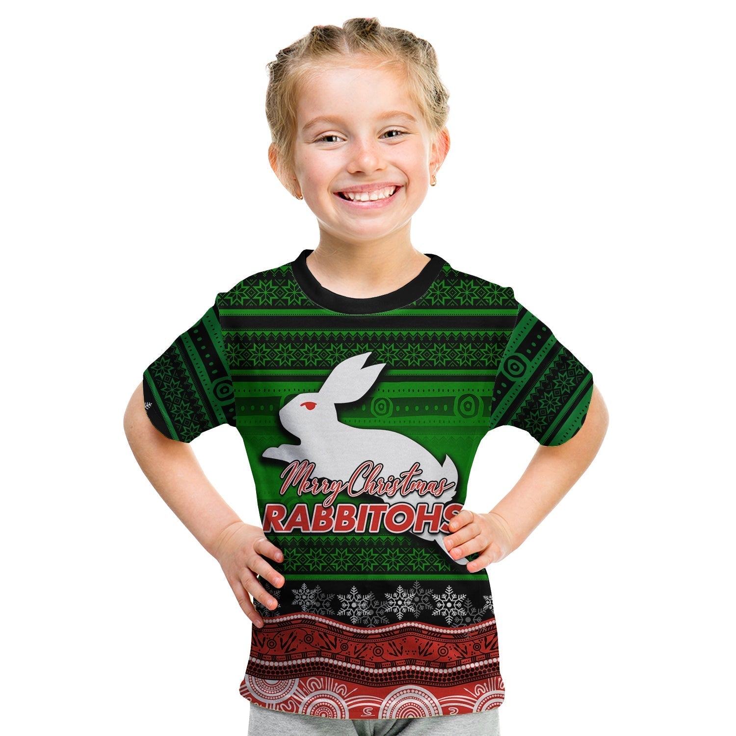 South Sydney Rabbitohs T shirt KID Christmas Mix Aboriginal No.1 - Vibe Hoodie Shop