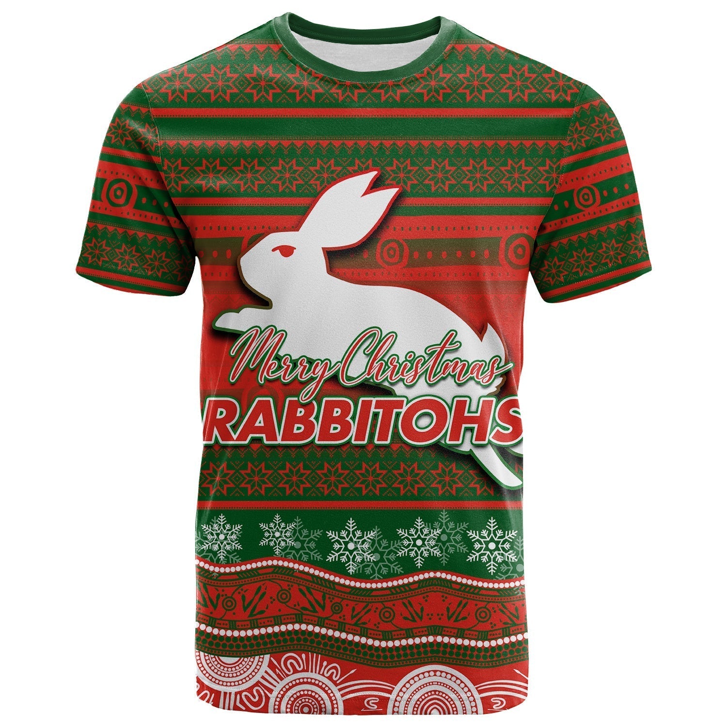 South Sydney Rabbitohs T shirt Christmas Mix Aboriginal No.2 - Vibe Hoodie Shop