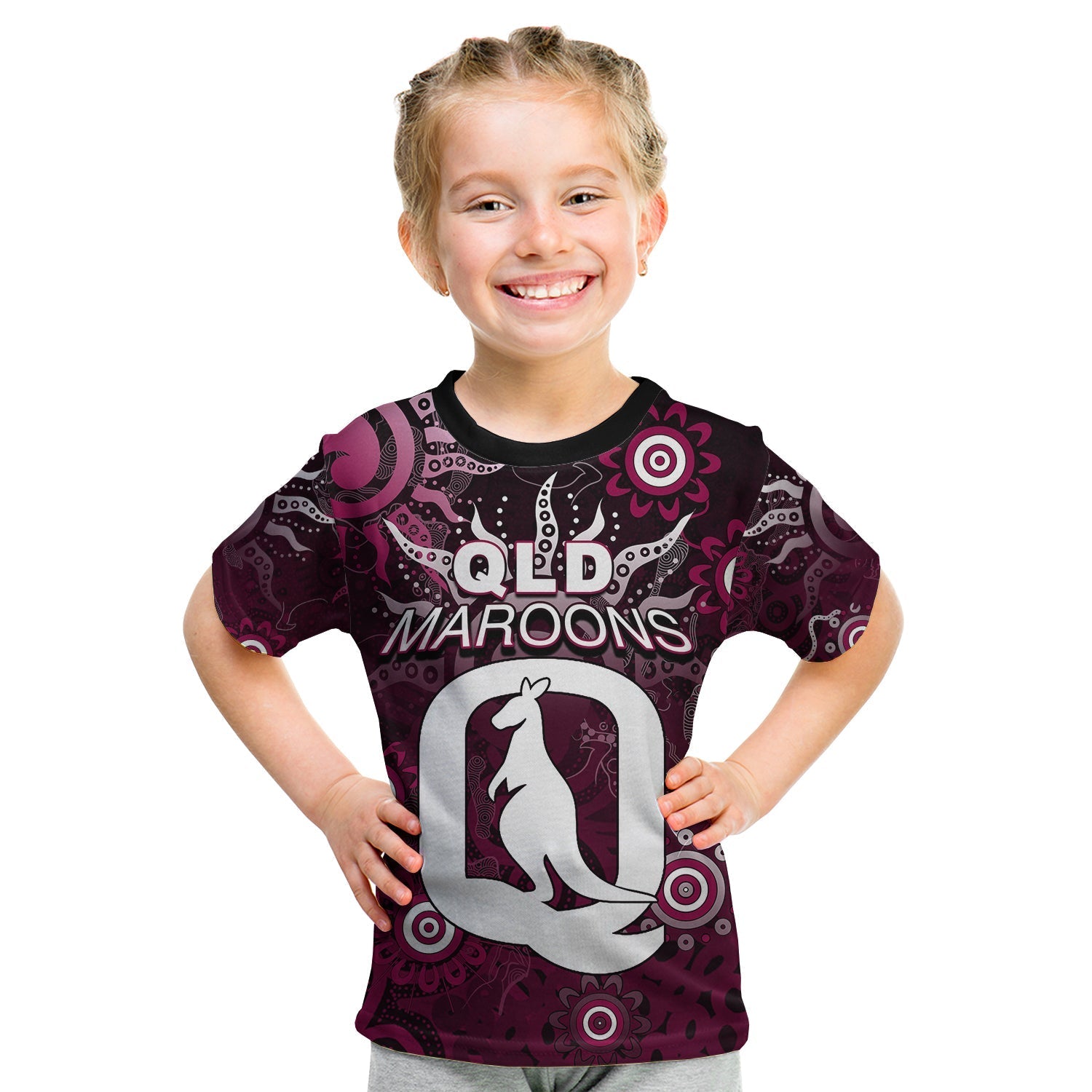 (Custom Personalised) QLD Maroons T Shirt KID Aboriginal - Vibe Hoodie Shop