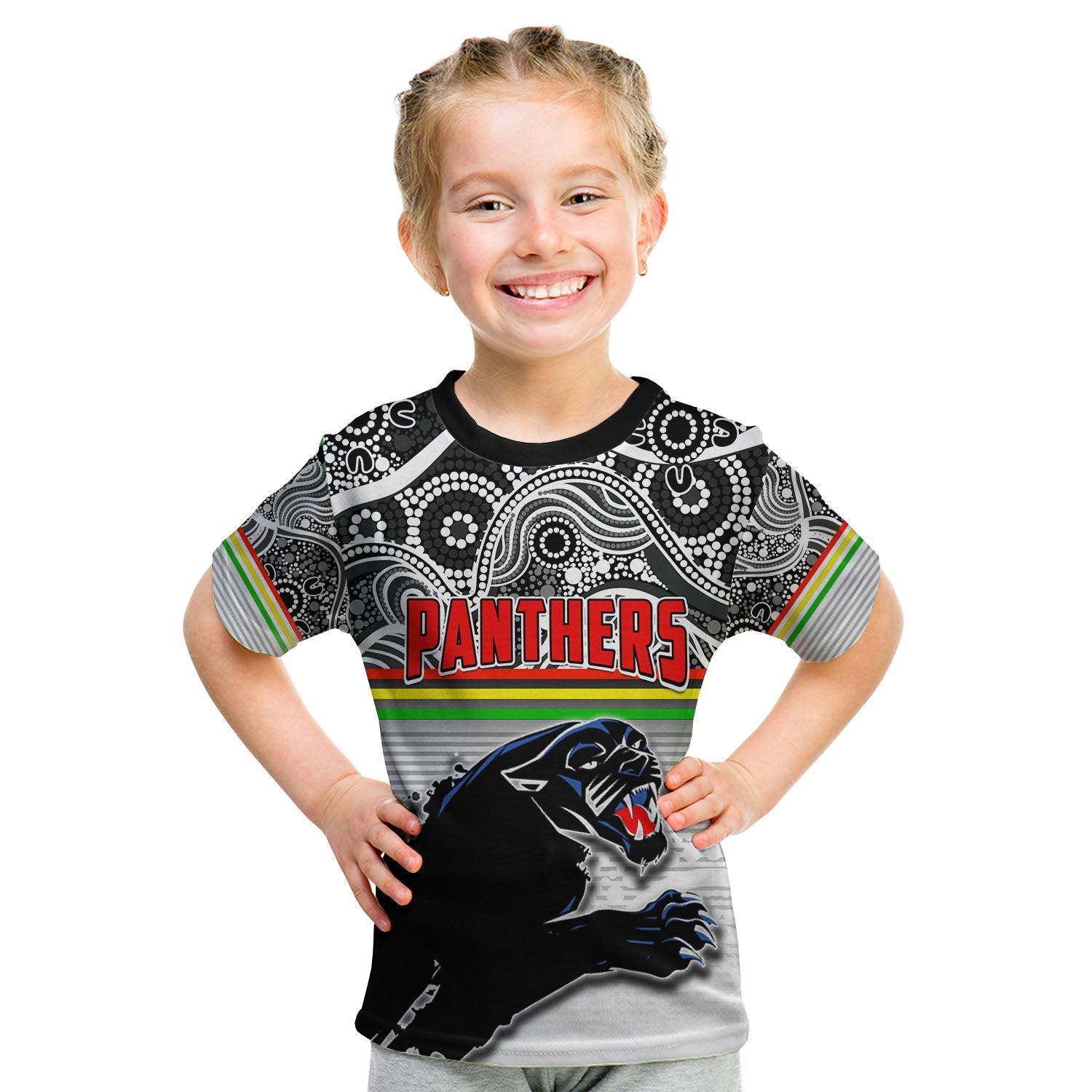 (Custom Personalised) Panthers Rugby Champions 2022 Indigenous Basic Style T Shirt KID - Vibe Hoodie Shop