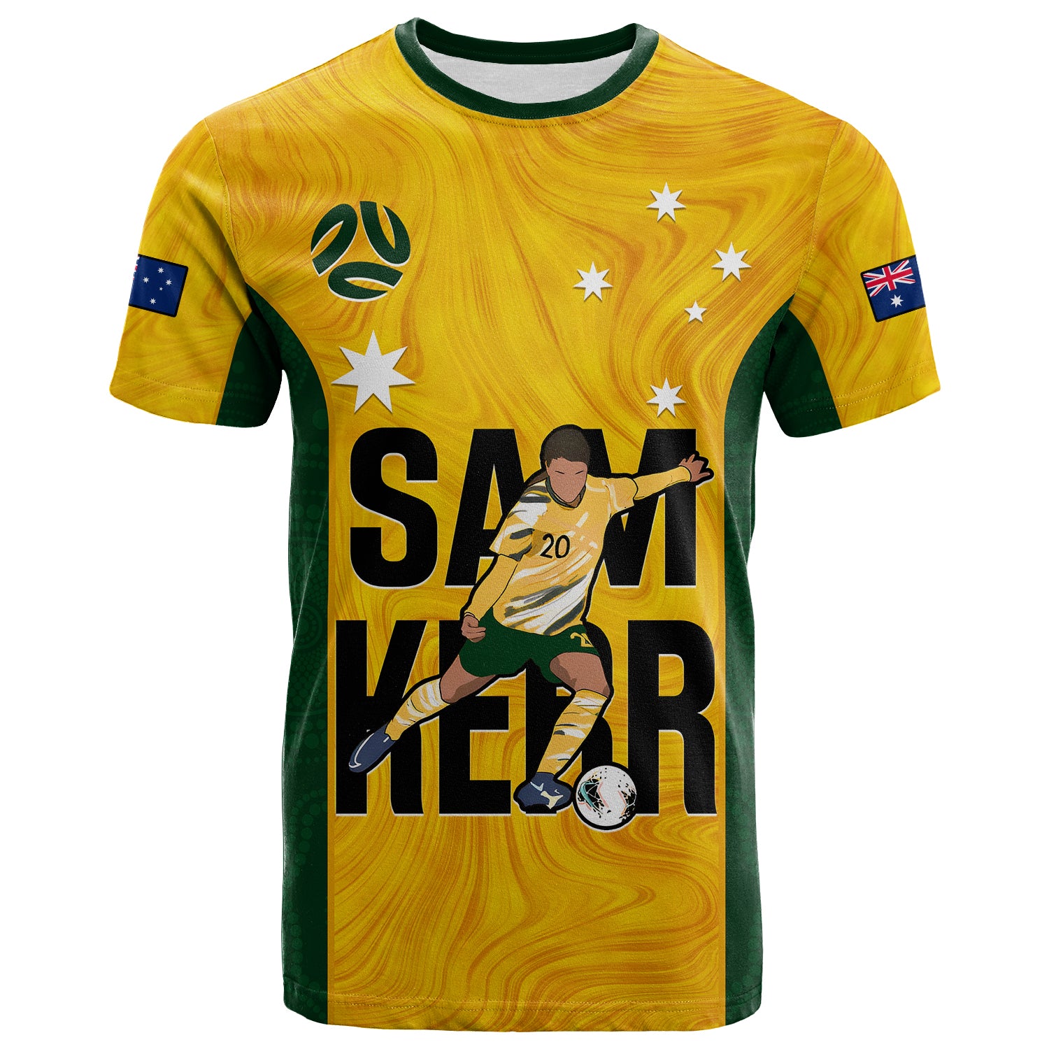 Custom Australia Soccer T Shirt Sam Kerr Matildas World Cup Yellow - Vibe Hoodie Shop