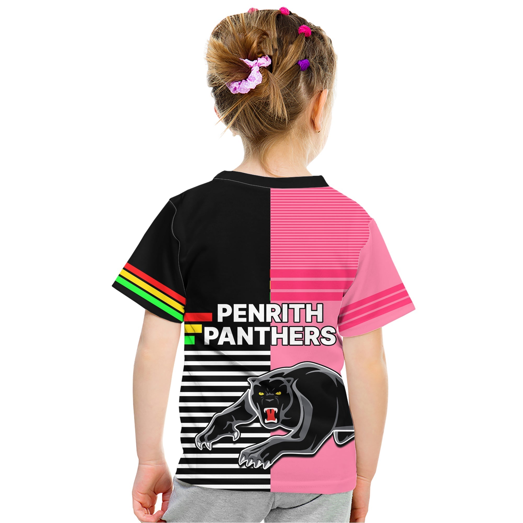 Penrith Panthers Rugby Kid T Shirt Proud The Panthers Comeback Black and Pink - Vibe Hoodie Shop