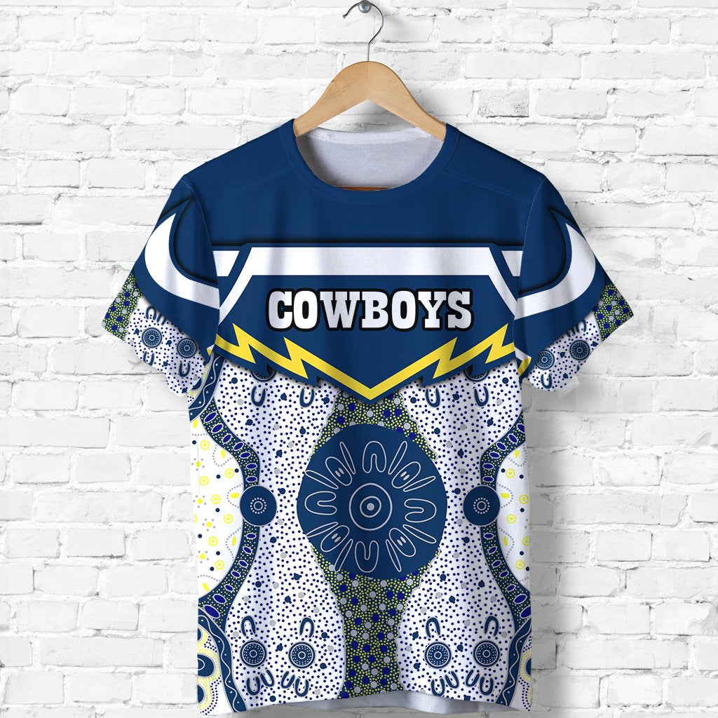 (Custom Personalised) Cowboys Fire T shirt North Aboriginal - Vibe Hoodie Shop