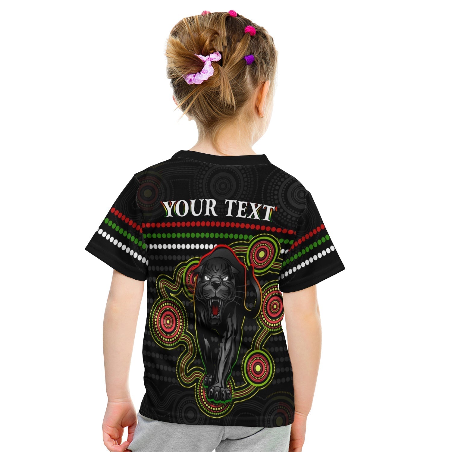 (Custom Personalised) Panthers Indigenous T shirt KID Version Black Alternate - Vibe Hoodie Shop