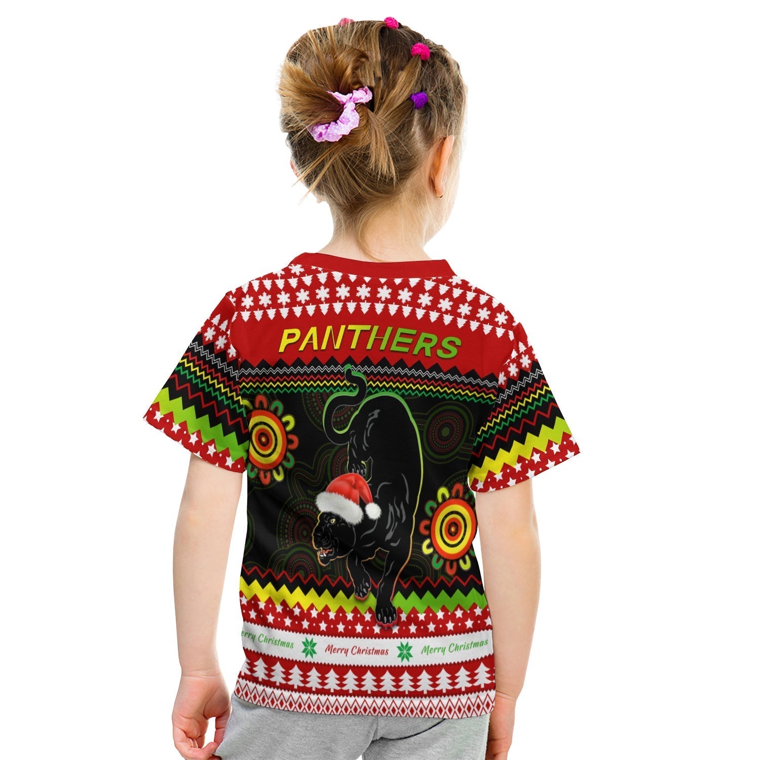 Panthers Christmas T shirt KID Penrith Snow mix Indigenous - Vibe Hoodie Shop