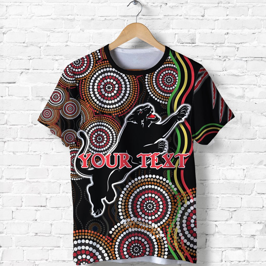 (Custom Personalised) Panthers Black T shirt Indigenous Penrith Version - Vibe Hoodie Shop