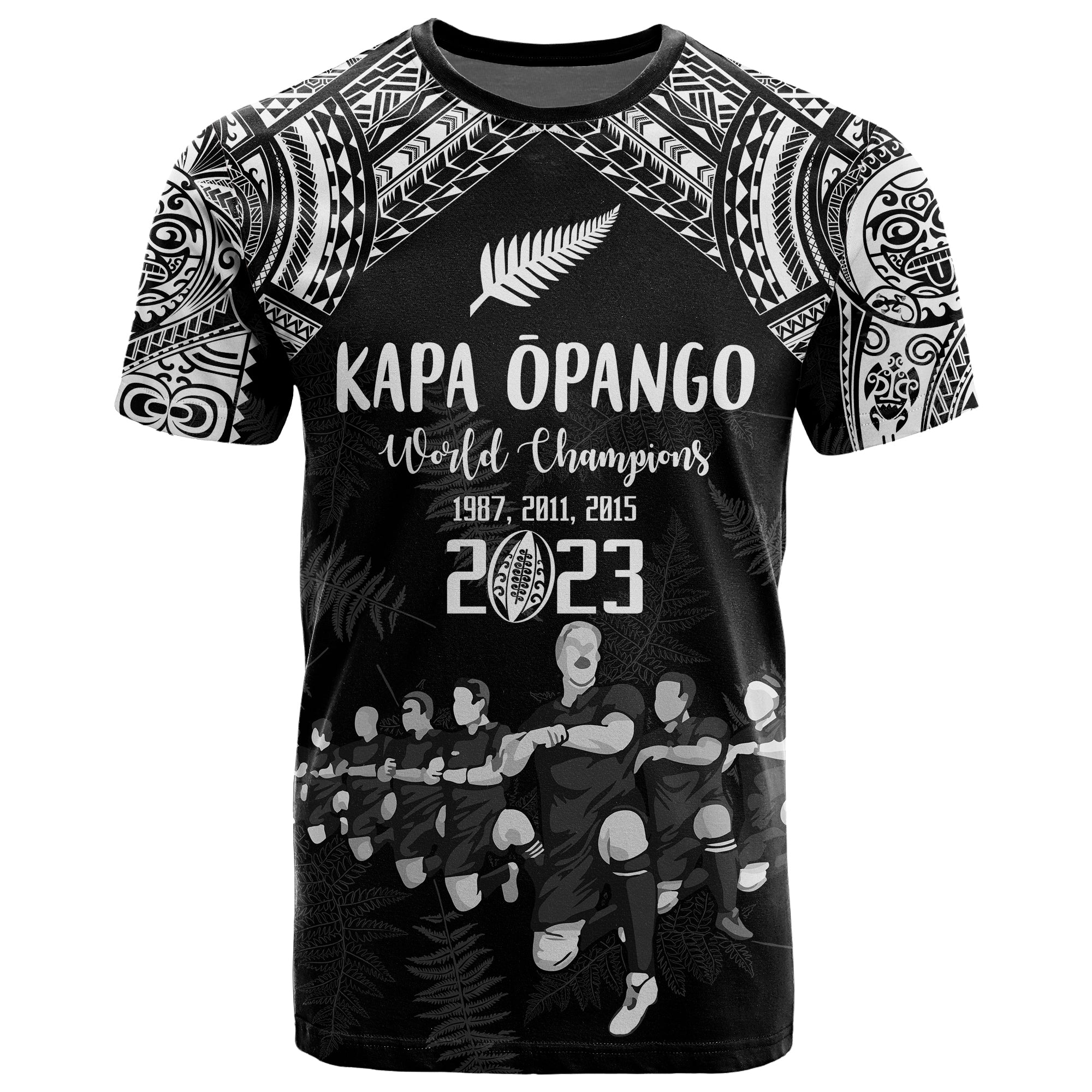 New Zealand Rugby T Shirt World Cup 2023 With Years of The All Black Champions LT9 - Vibe Hoodie Shop