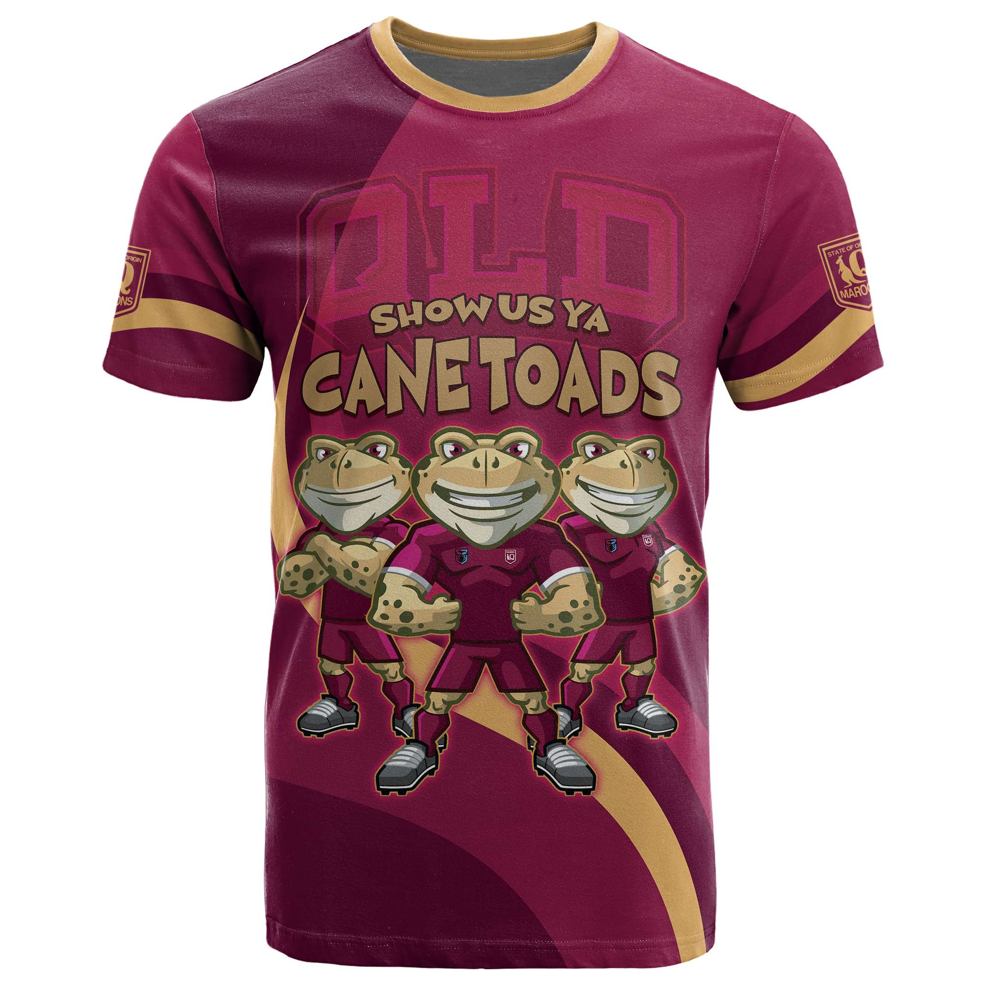 Custom QLD Queensland Origin T Shirt Show Up Ya Cane Toad LT9 - Vibe Hoodie Shop