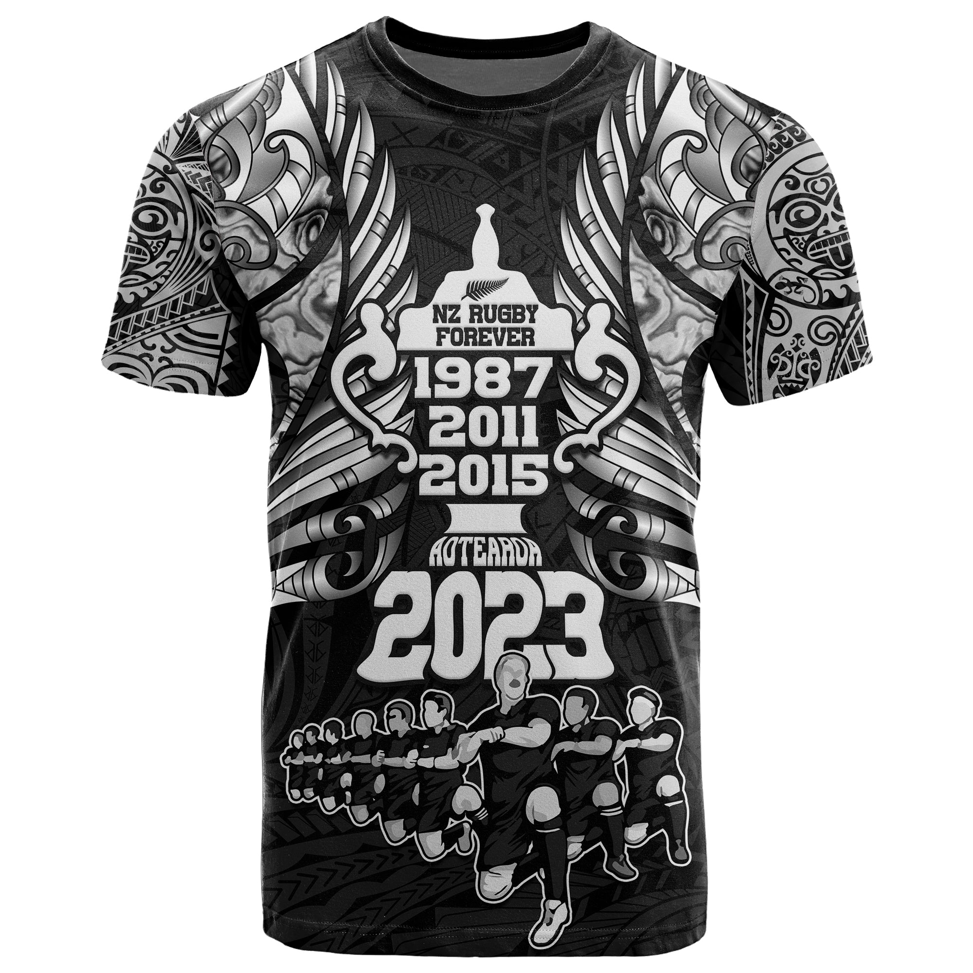New Zealand Rugby T Shirt Maori Haka Dance Champions History World Cup 2023 LT9 - Vibe Hoodie Shop
