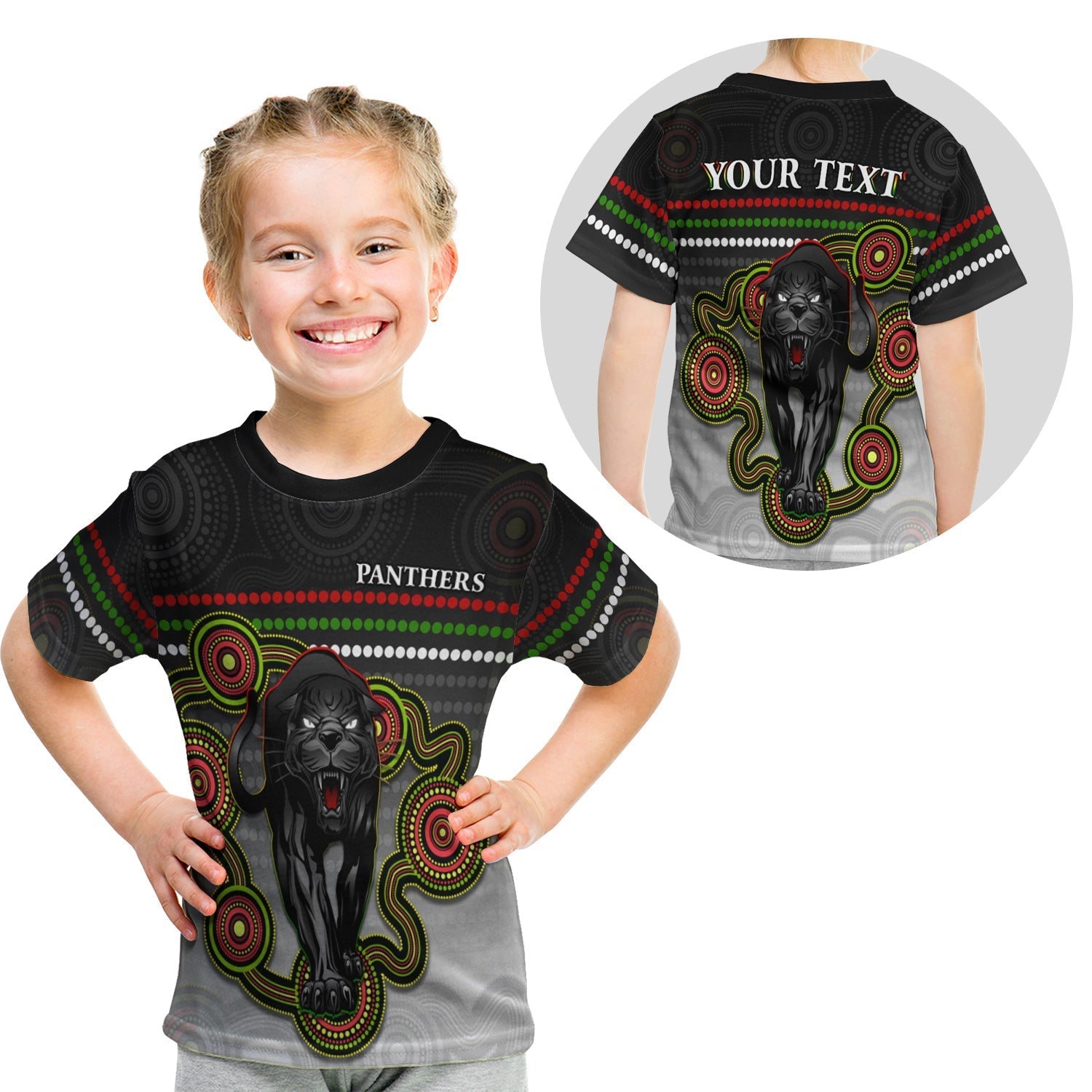 (Custom Personalised) Panthers Indigenous T shirt KID Version White Alternate - Vibe Hoodie Shop