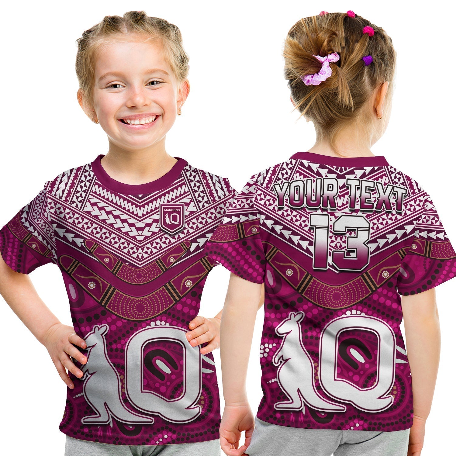 (Custom Text and Number) QLD Maroons T Shirt Aboriginal and Polynesia Admirable - Vibe Hoodie Shop