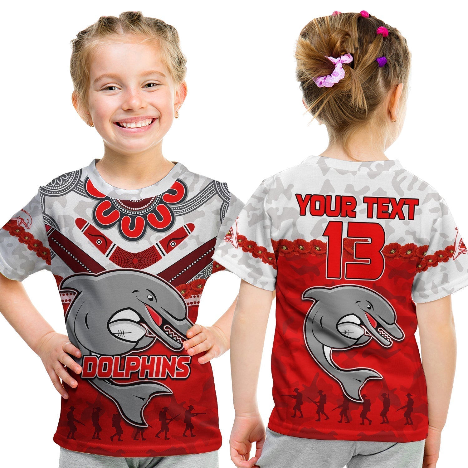 custom-text-and-number-dolphins-rugby-t-shirt-kid-anzac-day-poppy-aboriginal