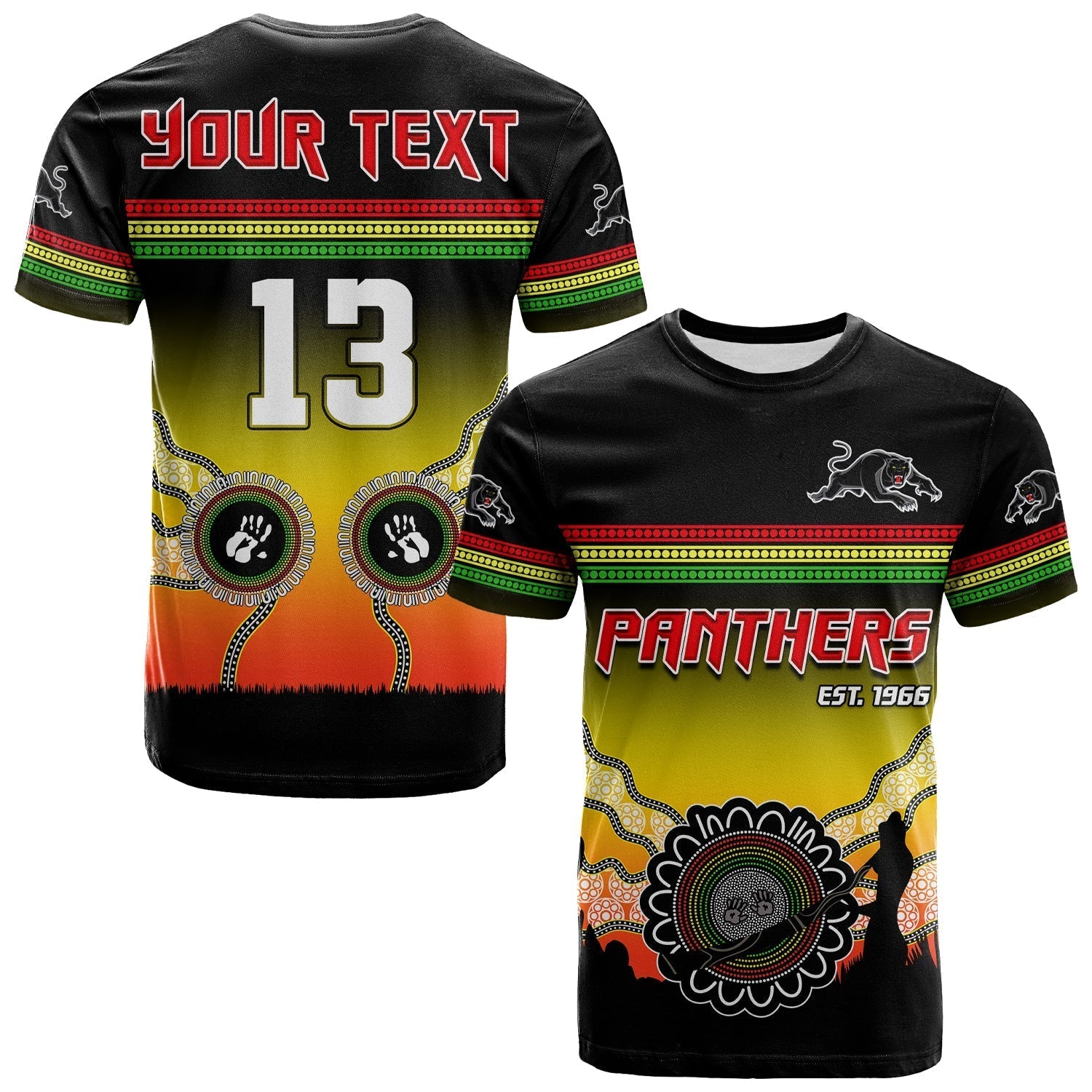 (Custom Text and Number) Panthers T Shirt Go The Mighty Penrith Aboriginal - Vibe Hoodie Shop