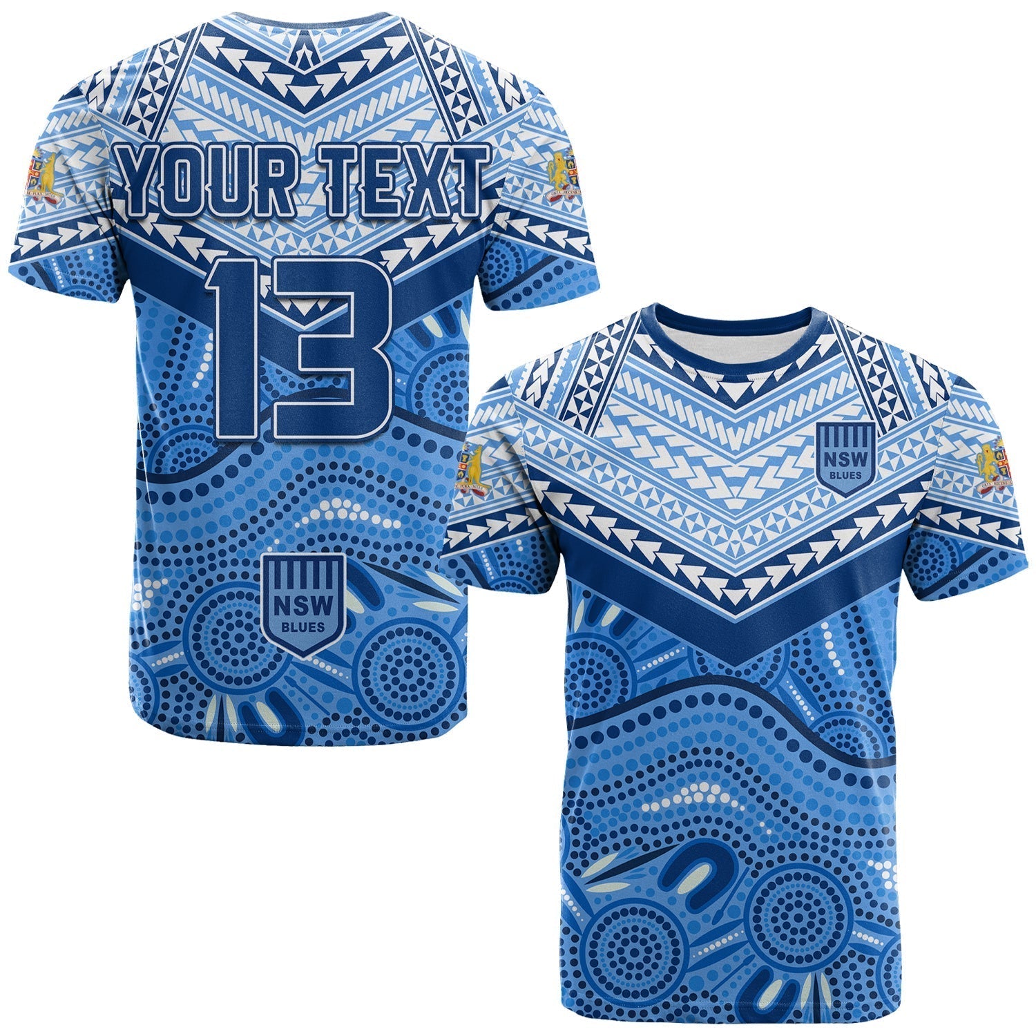 (Custom Text and Number) NSW Blues T Shirt Aboriginal and Polynesia Admirable - Vibe Hoodie Shop