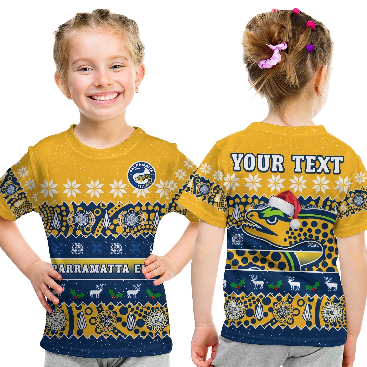 (Custom Personalised) Parramatta Eels Christmas T Shirt Parra Aboriginal Art Merry Xmas - Vibe Hoodie Shop