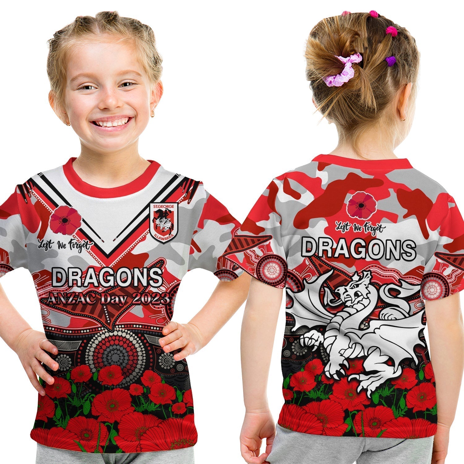 custom-text-and-number-dragons-rugby-anzac-2023-t-shirt-kid-aboriginal-mix-poppy-lest-we-forget