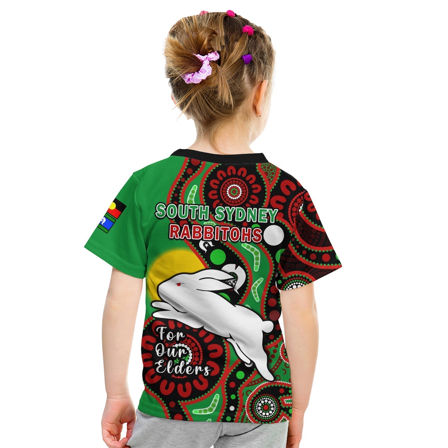 Rabbitohs Rugby NAIDOC 2023 T Shirt KID For Our Elders Aboriginal - Vibe Hoodie Shop