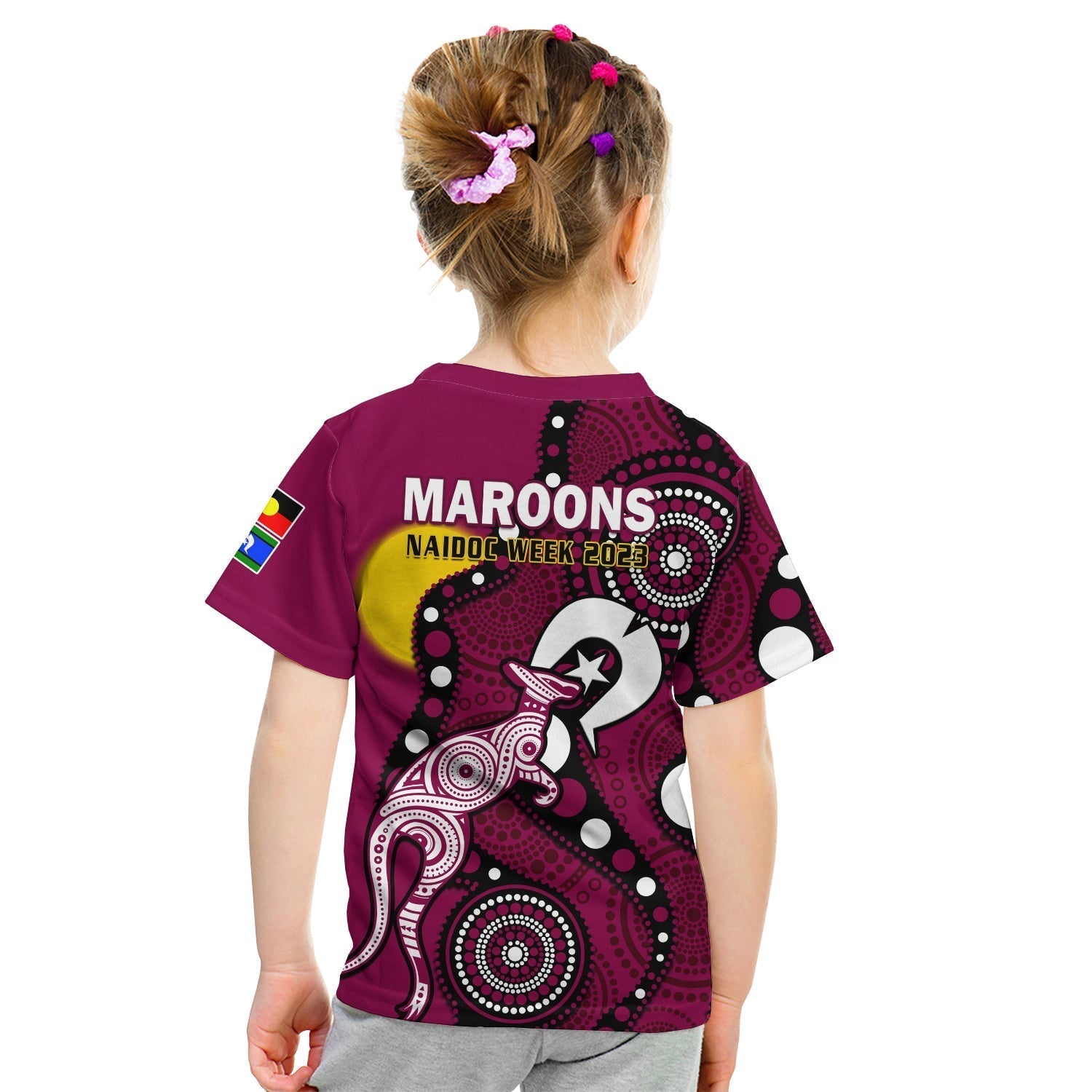 Maroons Rugby NAIDOC 2023 T Shirt KID QLD For Our Elders Indigenous Art - Vibe Hoodie Shop