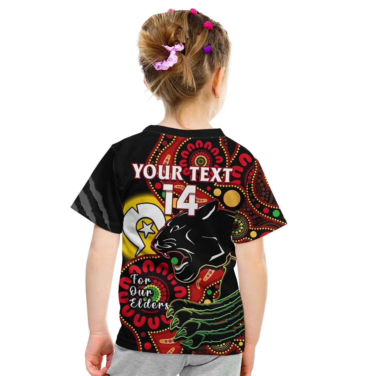 (Custom Text And Number) Panthers Rugby NAIDOC 2023 T Shirt KID For Our Elders Aboriginal - Vibe Hoodie Shop